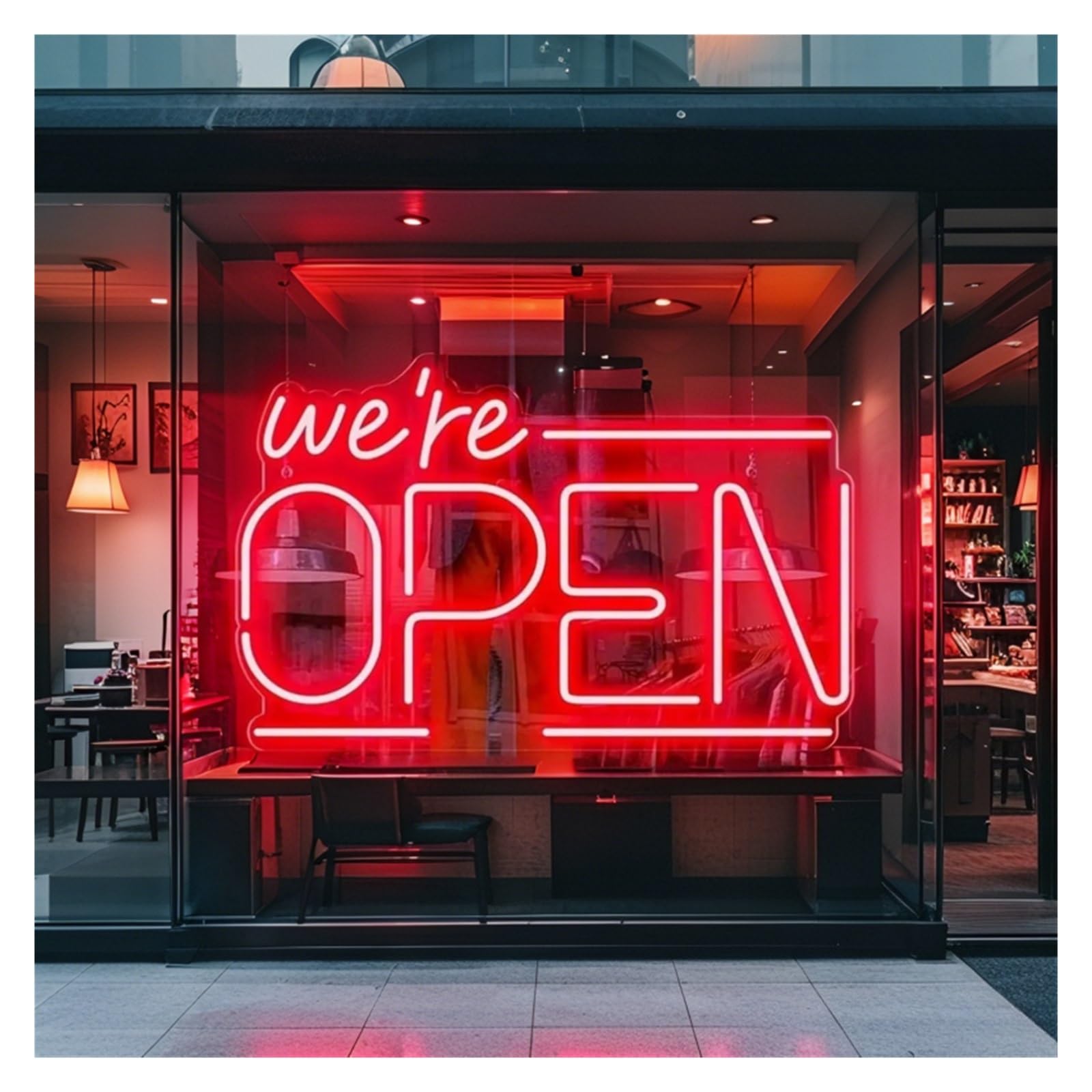 Zynther Neon lamp Open Sign Light for Business Ultra Bright Neon for Storefront Window Glass Door Shop(Red)