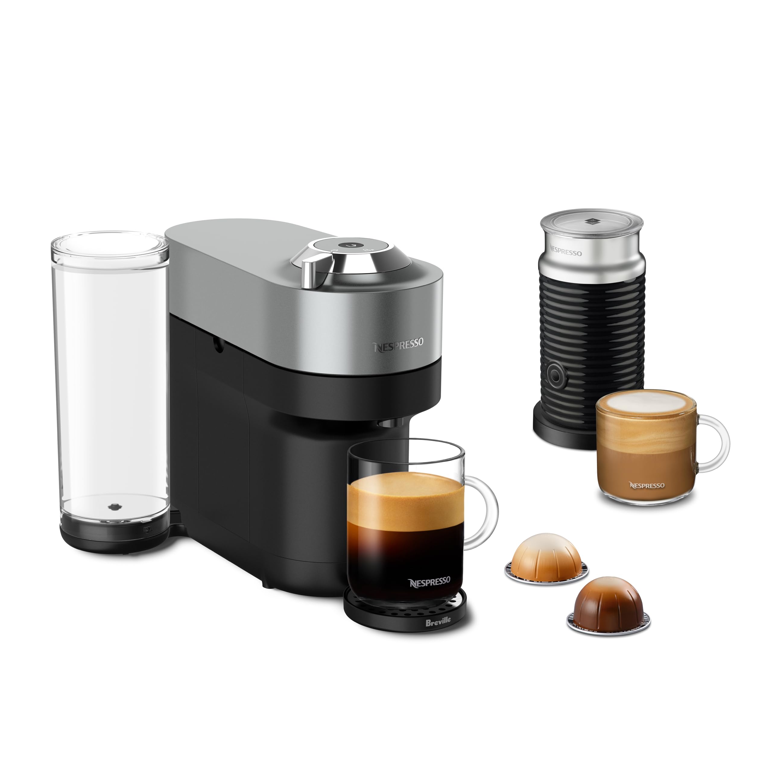 Photo 1 of Nespresso Vertuo POP+ Deluxe Coffee and Espresso Machine by Breville with Milk Frother, Titan Medium Machine + Milk Frother Titan