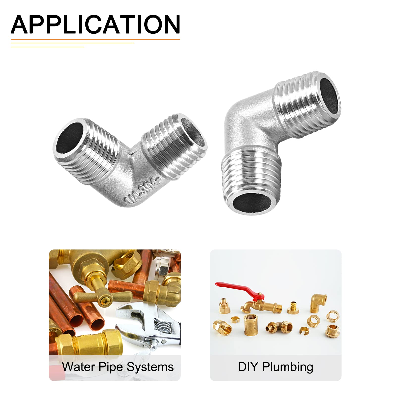 DTGN 1/4BSPT x 1/4BSPT(Male x Male) 90 Degree Pipe Fitting, 2Pack, Good for Water Pipe System - Image 4