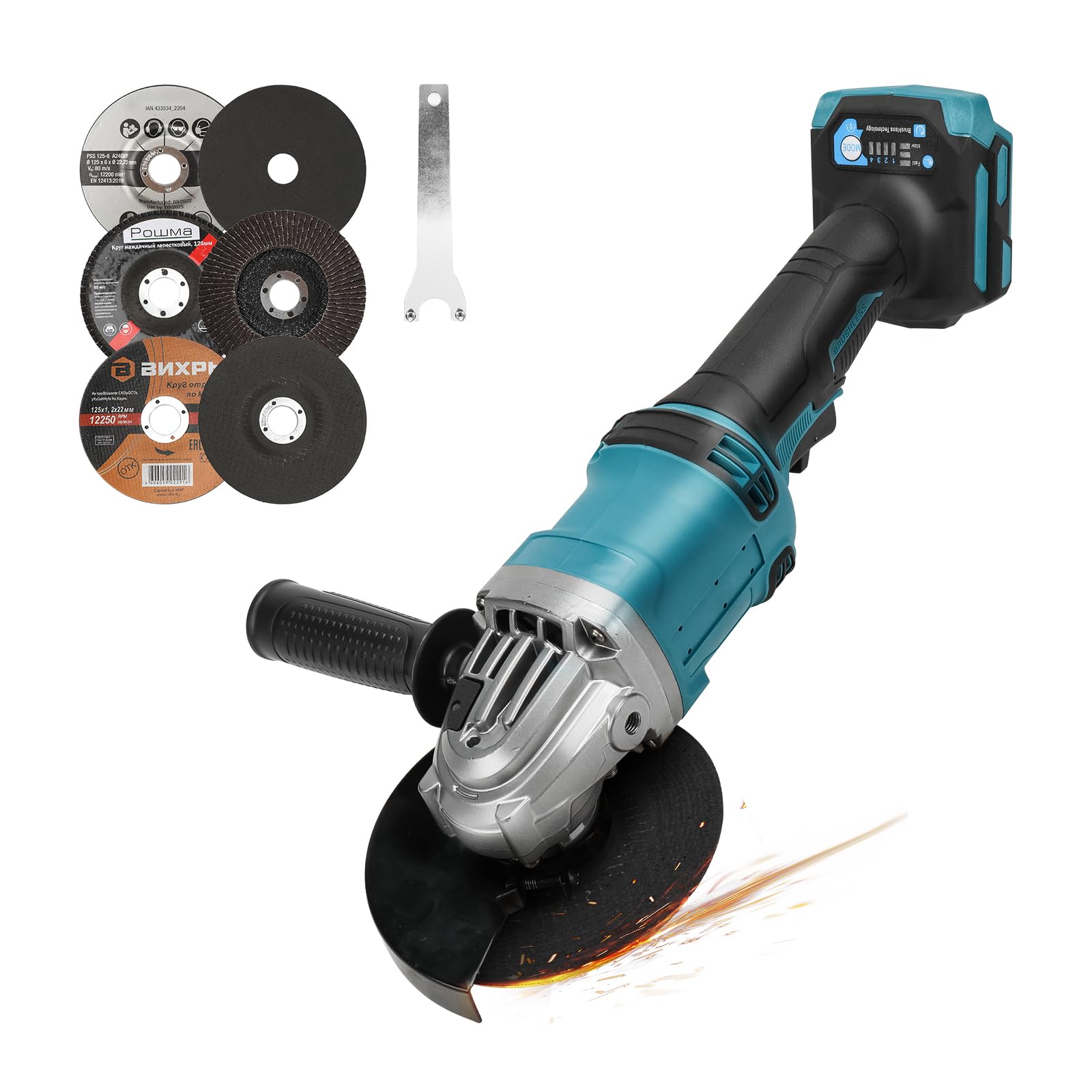 Cordless Angle Grinder for Makita 18V/20V Battery(NO Battery), 10000RPM Brushless Grinder Tool with 125mm Grinding Blades for Cutting, Grinding, Polishing