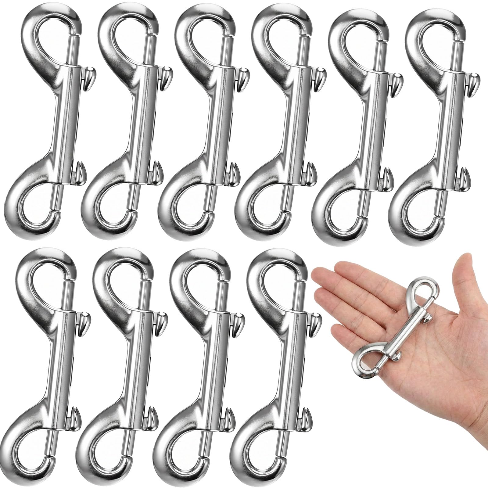 10 Pcs Dog Lead Clips, Metal Dog Lead Hook 3.5 Inch Steel Leash Connector Double Ended Lead Snap Hook for Pet Dogs Dog Leash Horse Tack Pet Feed Buckets