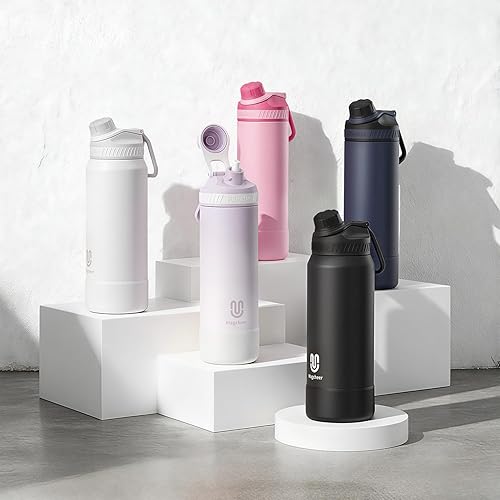 Miniatura 8 de Botella de agua aislada de 24 onzas, acero inoxidable al vacío de doble pared, diseño de boca ancha, botella reutilizable a prueba de fugas para