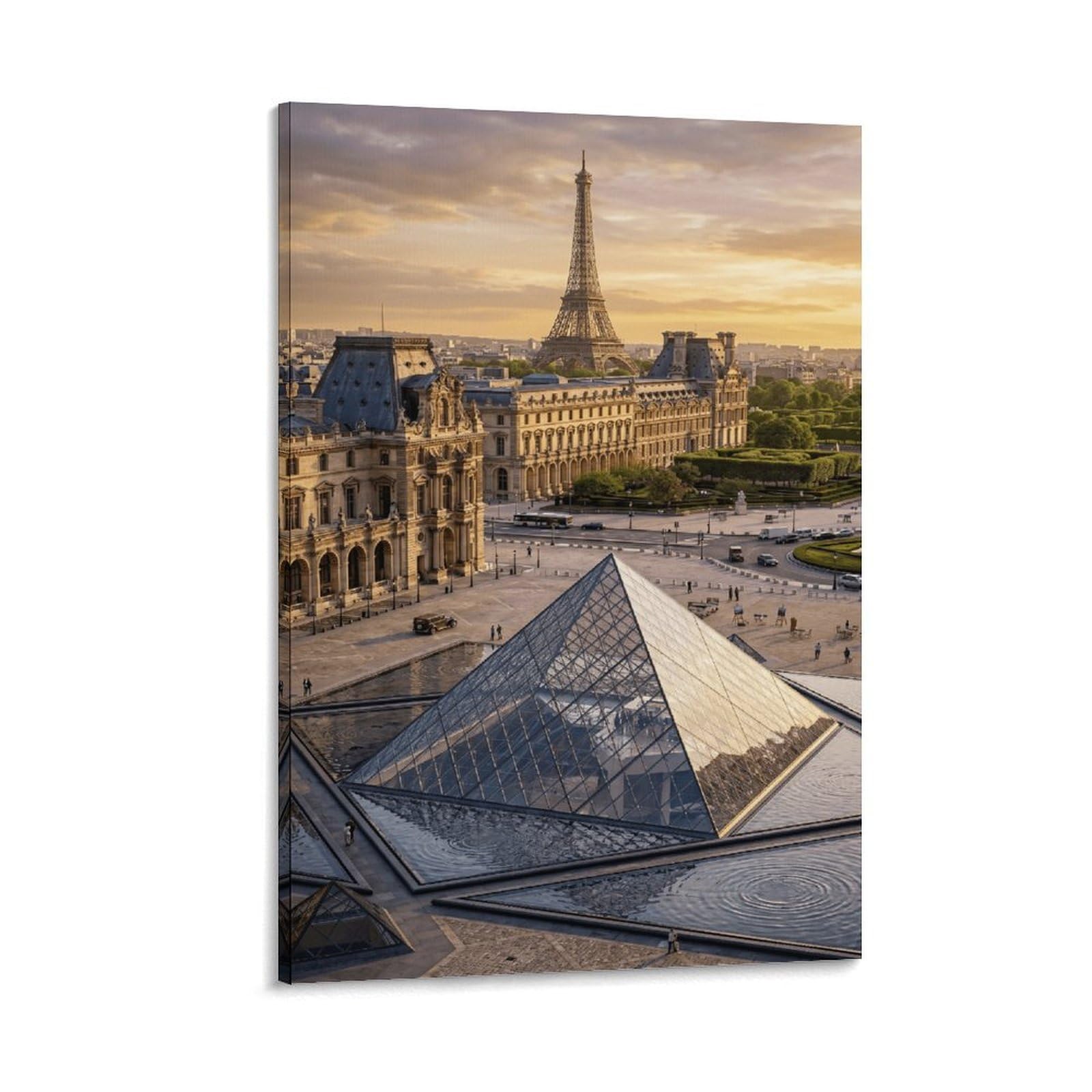 XPASHIQWC Louvre Glass Pyramid Paris Wall Decor Poster Canvas Prints Picture Modern Wall Art Picture Wall Hanging for Home Decorations 20x30inch(50x75cm)