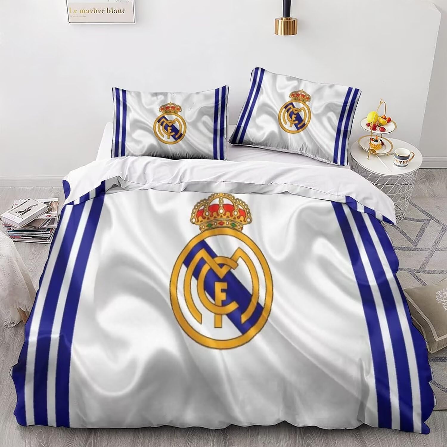 Enfunt-Home Football Club Quilt Cover Comforter Covers Duvet Cover for Teens And Adults Bedding Set with Pillow Cases Closure Soft Microfiber 3 Pieces Double 200 x 200 cm