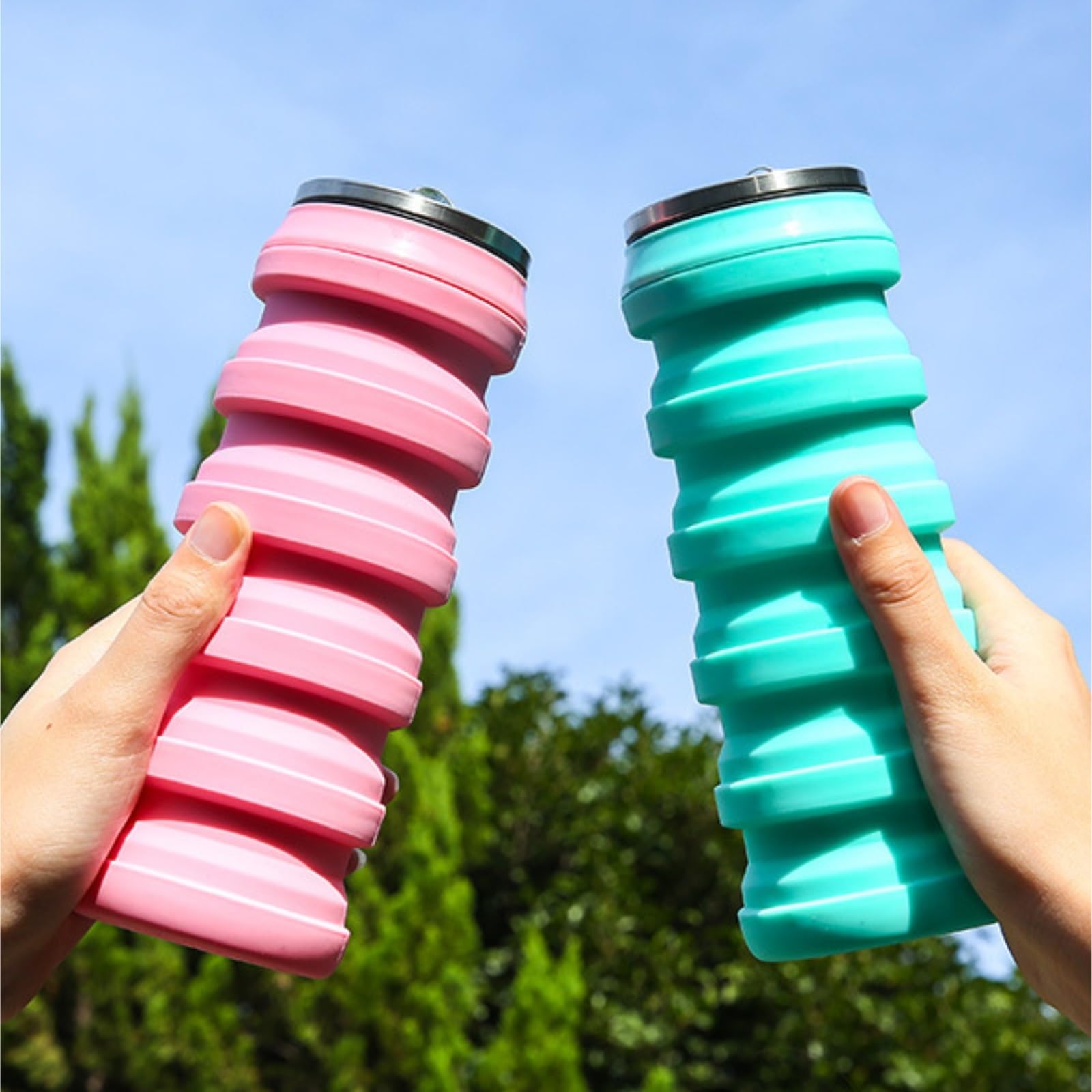 Trinkflasche Wasserflasche Faltbarer Silikon-Wasserbecher For Den Außenbereich, Kreative Dosen-förmige Teleskop-Wasserflasche Trinkflasche Fitness(G)