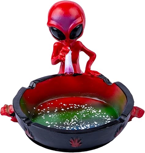 Ceniceros geniales para cigarrillos, decoración de ceniceros de fantasía alienígena para oficina en casa, regalo de adorno (rojo, alienígena)