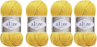 Alize 4 Balls Hand Knitting Yarn 100% Microfiber Acrylic Yarn Diva Silk Effect Thread Crochet Art Lace Craft Lot of 4 skeins 400gr 1532yds (110)