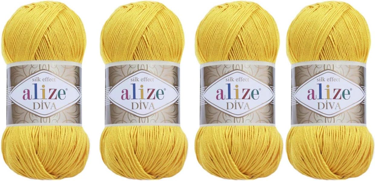 Hand Knitting Yarn 100% Microfiber Acrylic Yarn Alize Diva Silk Effect Thread Crochet Art Lace Craft Lot of 4 skeins 400gr 1532yds (110)