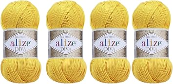 4 Balls Hand Knitting Yarn 100% Microfiber Acrylic Yarn Alize Diva Silk Effect Thread Crochet Art Lace Craft Lot of 4 skeins 400gr 1532yds 110
