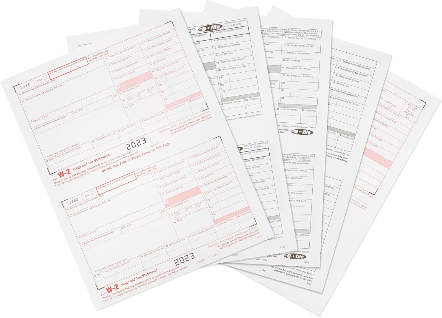 2023 W2 6 Part Tax Forms Kit, 25 Employee Kit of Laser Tax