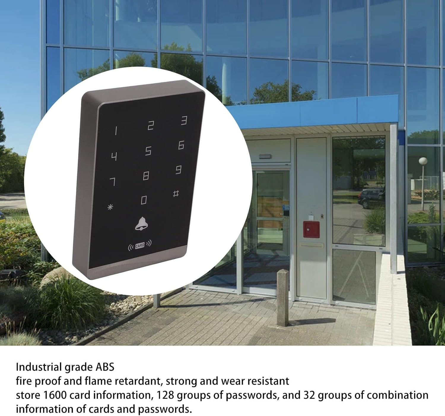 Keypad T Access Control System, ID Card Reader with Back and Door , Industrial Grade ABS l, L Storage Capacity for Buildings and s