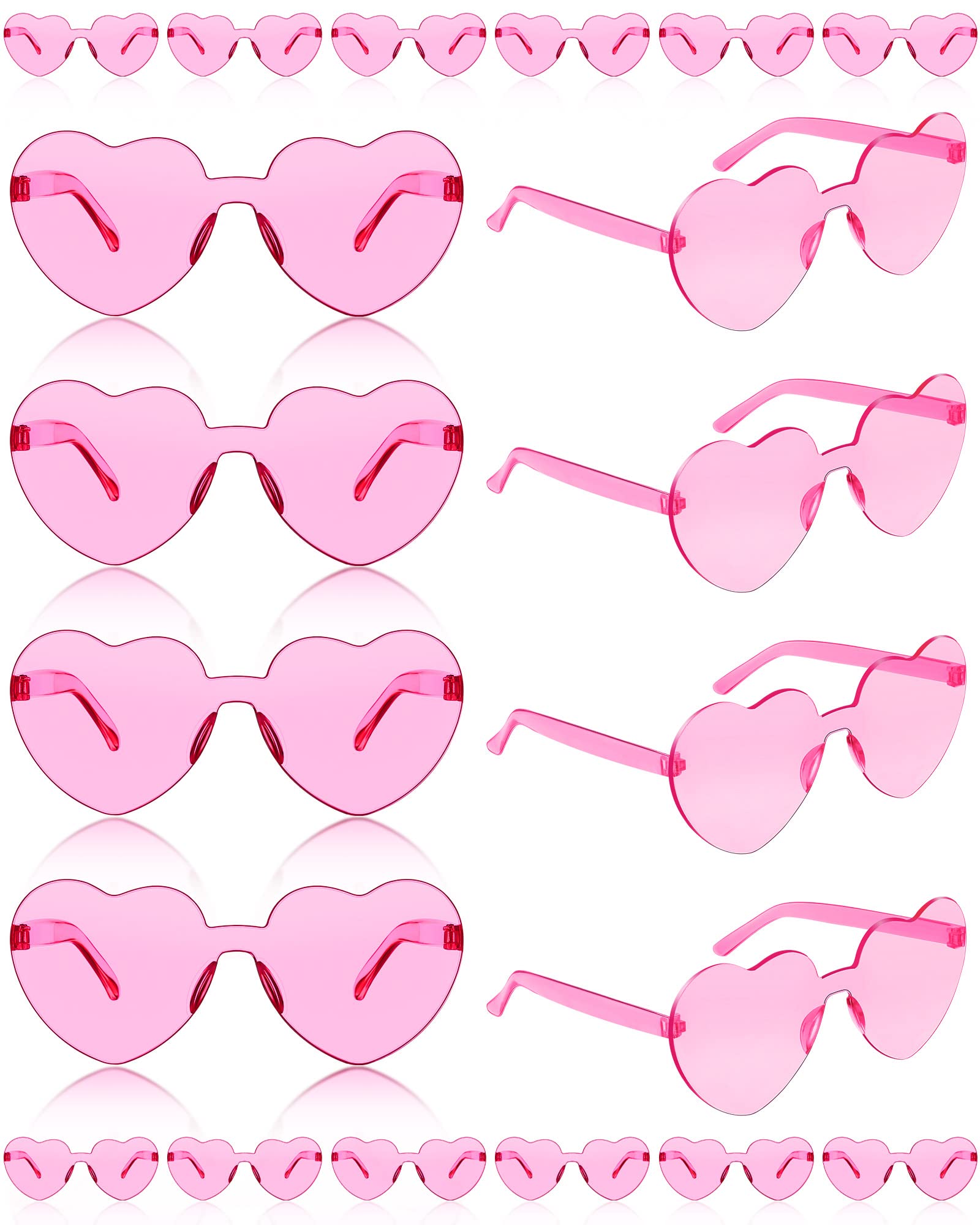 Frienda20 Pairs Heart Shaped Sunglasses Rimless Candy Color Glasses for Women Men Party Favor