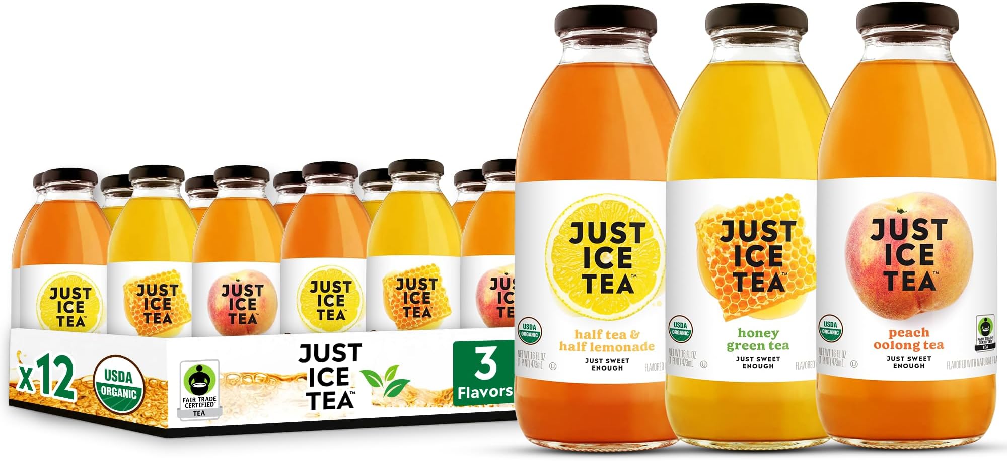 Just Ice Tea Organic Iced Tea, 16 Fl Oz Glass Bottles