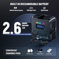 Vista 7 de NEEWER RGB62 Luz de video RGB magnética con control de APP mejorado, luz de cámara LED de color completo a 360° con 3 Cold Shoes CRI97+ 2500K-8500K