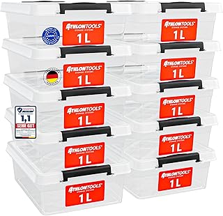 ATHLON TOOLS 10er Set 1l Aufbewahrungsbox mit Deckel klein - 100% Lebensmittelecht BPA frei - Plastikbox mit Deckel stapelbar - Aufbewahrung & Ordnung - Kunststoff Stapelboxen aus Neumaterial