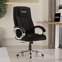 beAAtho® Berlin Orthopedic Boss Chair with 3-Years Warranty, Executive Office Chair Ergonomic High- Back Chair-Cushioned Seat & Armrests, Metal Base. (Fabric Black)