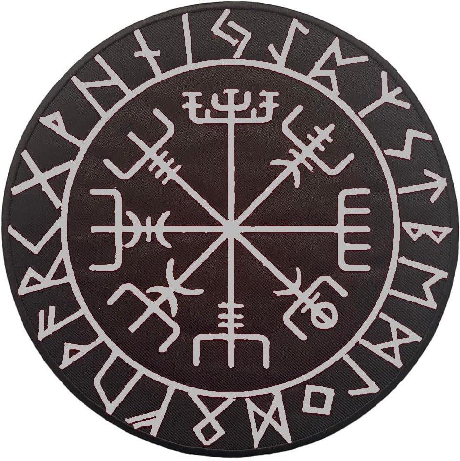 Viking Compass Large Back Patches for Biker Vests (Iron On/Sew On) Motorcycle Patches Artistry with Large Blue Color - Effortless Ironing or Sewing Applicable