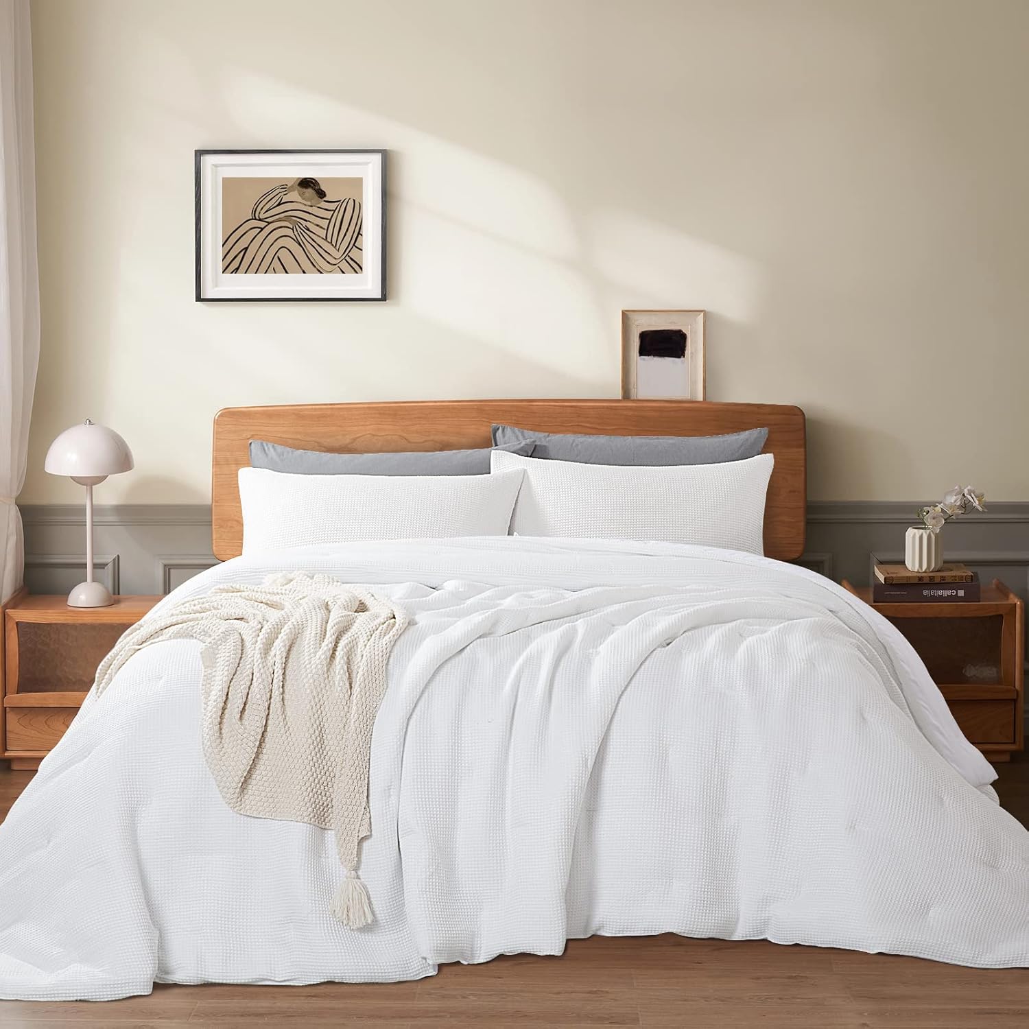 ROYALAY 3 PCS Waffle Weave Oversized King Size Comforter