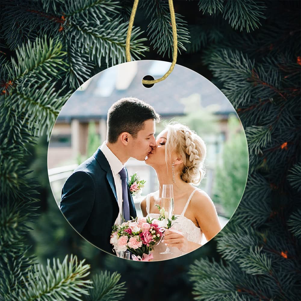 Personalized Christmas Ornaments Custom Picture Ornament Memorial Ceramic Hanging Tree Decorations Gift for Xmas Couple Baby’s First Birthday Wedding Engagement Dog