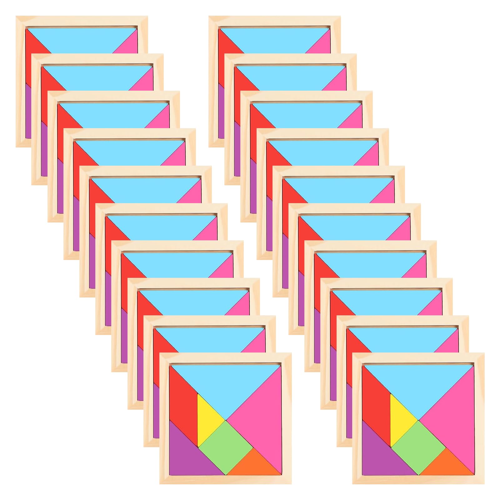 Set di 20 Gioco Tangram in legno per bambini, regali di compleanno per bambini, Giocattoli educativi tipo Montessori Compleanno Puzzle per la scuola per bambini
