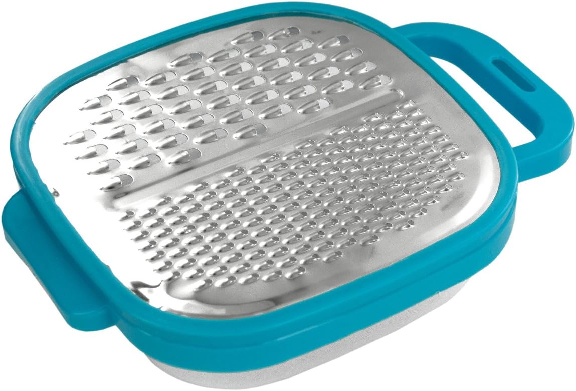 Stainless Steel Multi-Grater with Snap-On Catch Tray - Cheese Grater, Lemon, Ginger, Garlic, Nutmeg, Chocolate, Vegetables, Fruits - Razor-Sharp Stainless Steel Blade + catch bowl