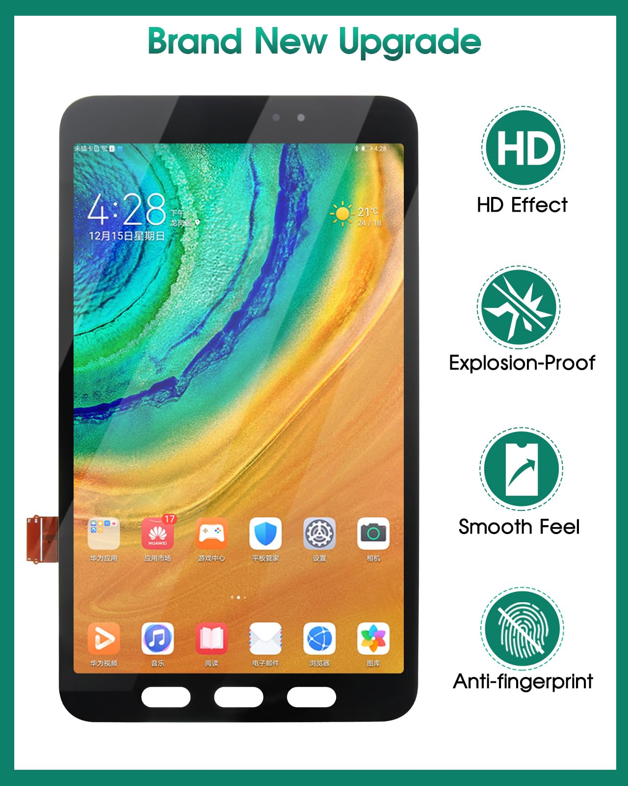 Écran LCD de rechange Samsung Galaxy Tab Active3 SM-T570 Touch Digitizer Kit WiFi Noir
