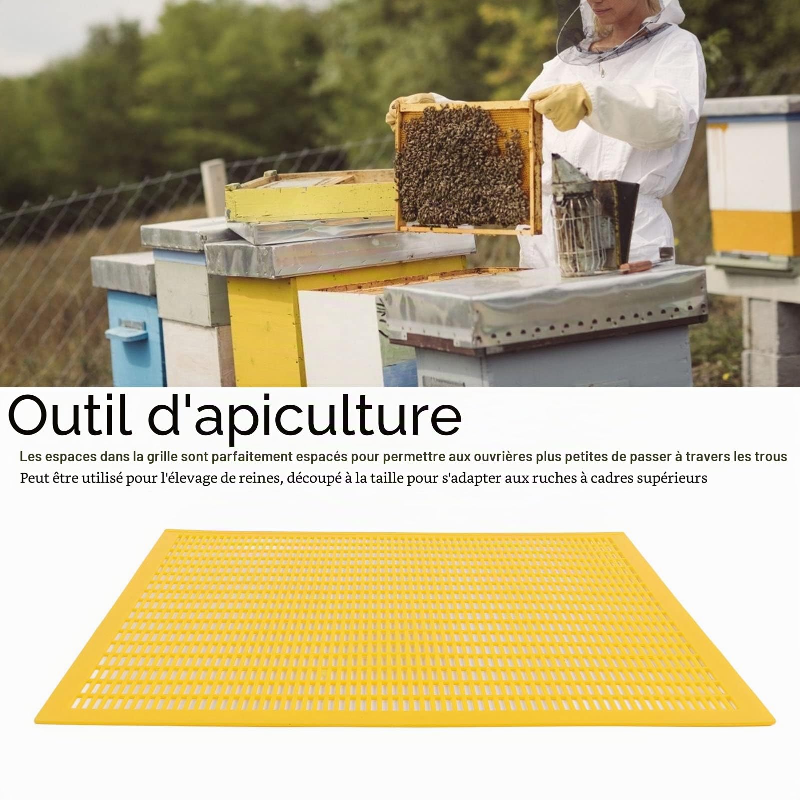 3Pcs Bee Queen Protect Excluder, Queen Excluder en Plastique, Grille de Piégeage Outil de Filet Apiculture Séparée Planche de Reine des Abeilles, Gardez Votre Reine en sécurité