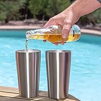 Vista 2 de Vasos de pinta aislados al vacío de acero inoxidable – Juego de 4 tazas de pinta para exteriores 16oz con tapas