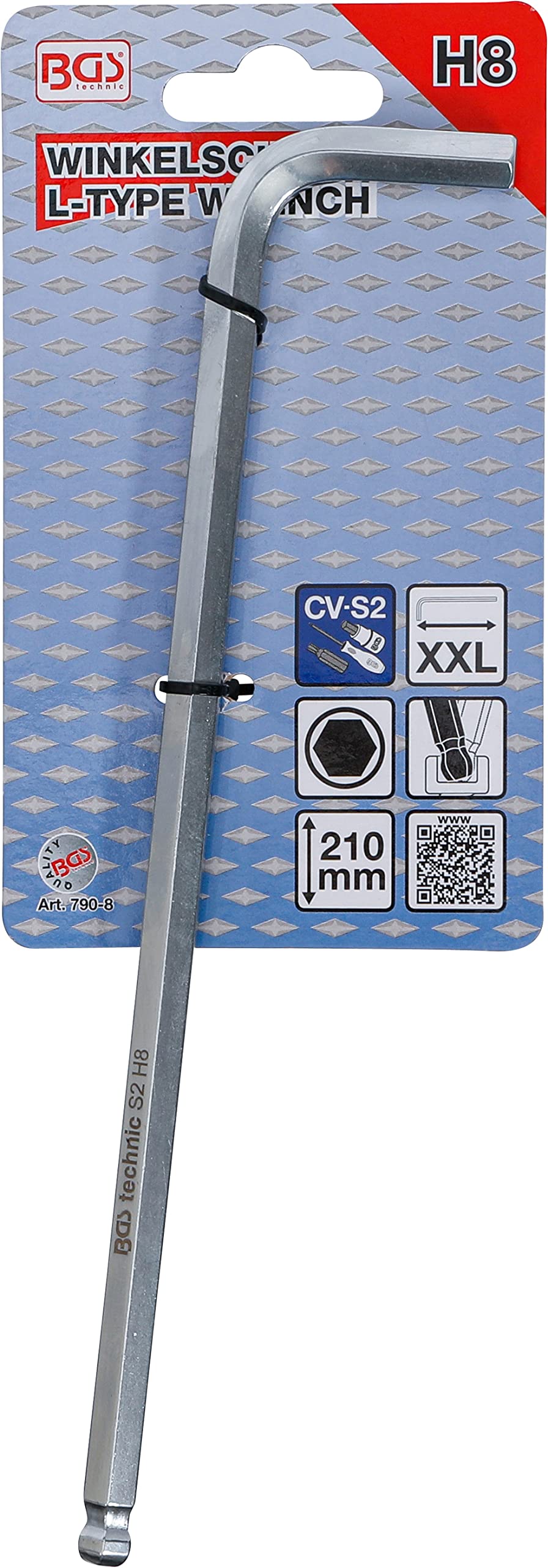 Clés Allen BGS 790-8 Extra Longues - 8mm Six Pans Intérieurs Et Sphérique - 45mm/210mm