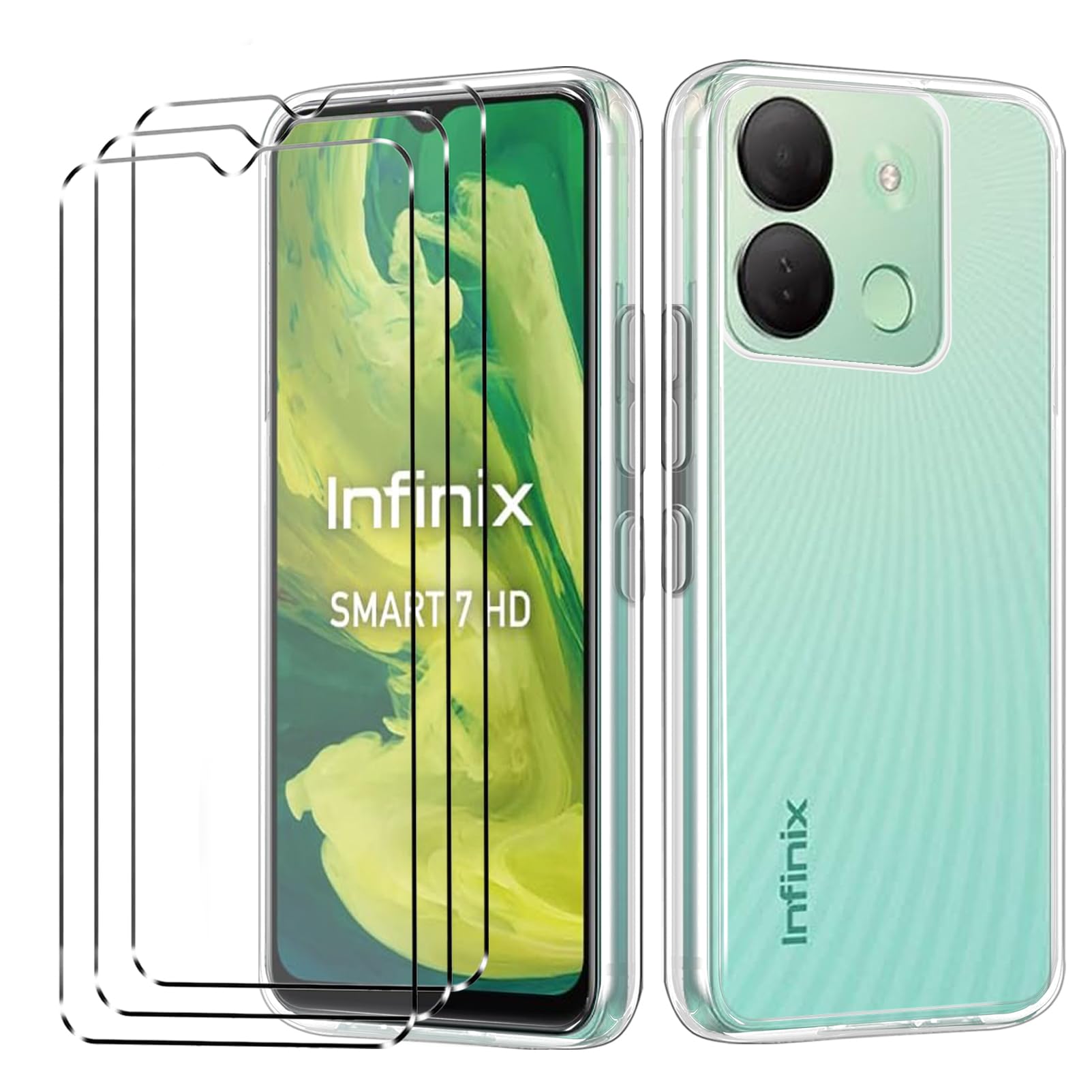 SHIEID Custodia Per Infinix Smart 7 - Cover Posteriore In Vetro Temperato Sfumato - Design Crescent Stellato - Protezione Antiurto Con Bordo TPU