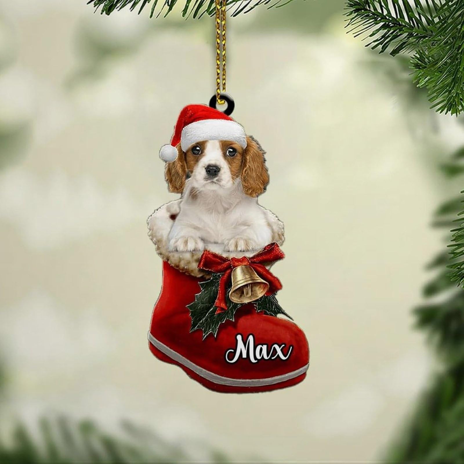 Luckluccy Cavalier King Charles Spaniel 2 Custom Cavalier King Charles Spaniel,Personalized Christmas Dog Ornament Gifts