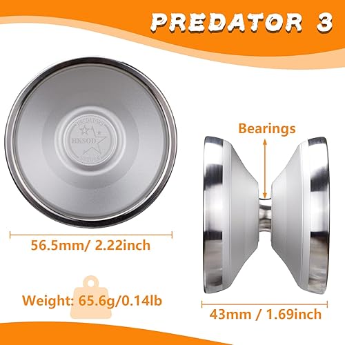 Miniatura 3 de Yoyo profesional bimetálico, yoyo que no responde para adultos, jugadores avanzados, yoyo de truco Predator 3 con rodamientos YOYO prémium con