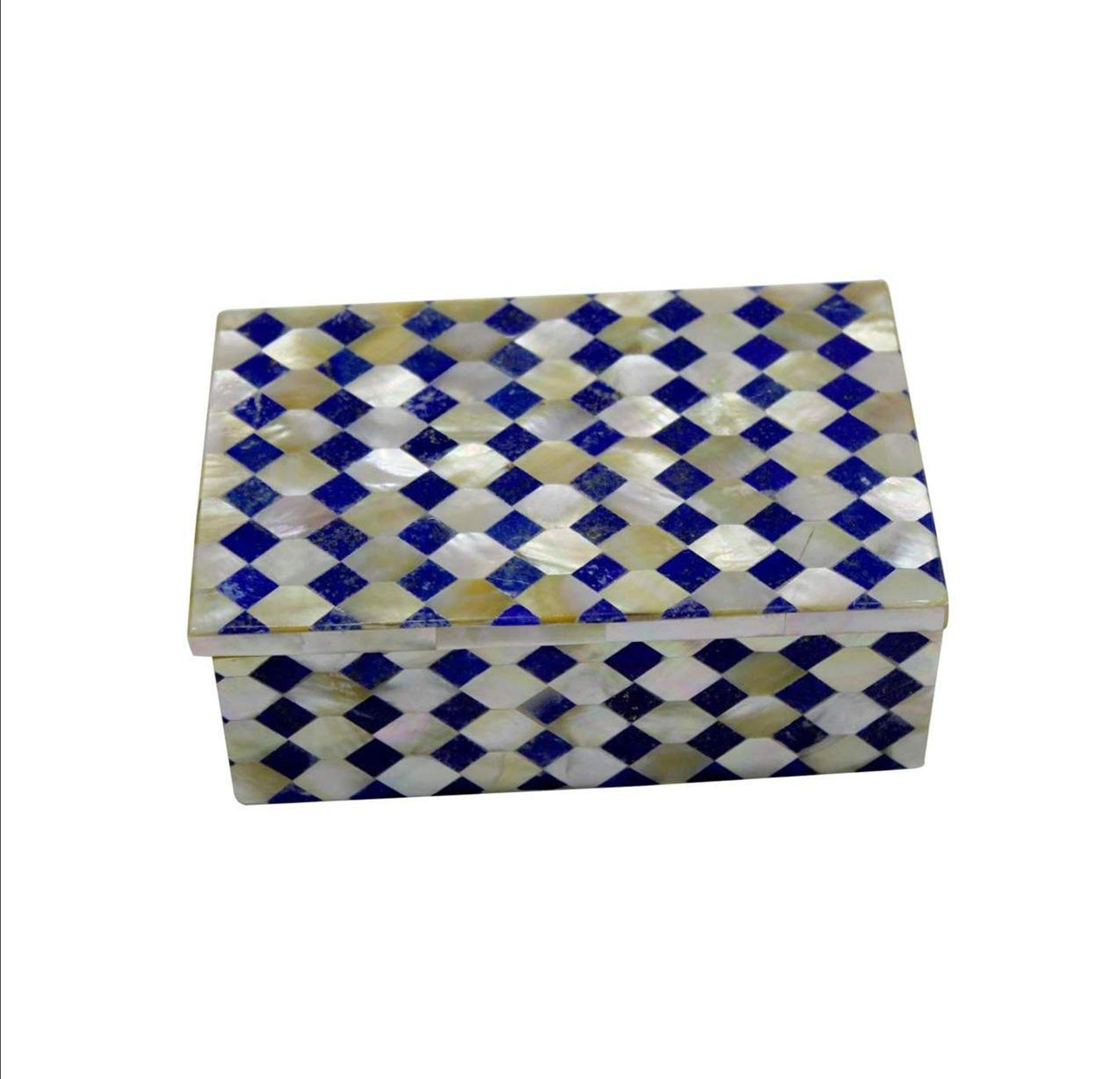 Caja de abalorios de madreperla I MOP, caja de gemelos, caja de clip de corbata de mármol, caja de joyería de piedras preciosas, caja de collar de mármol, caja hecha a mano de 5 x 3.5 pulgadas
