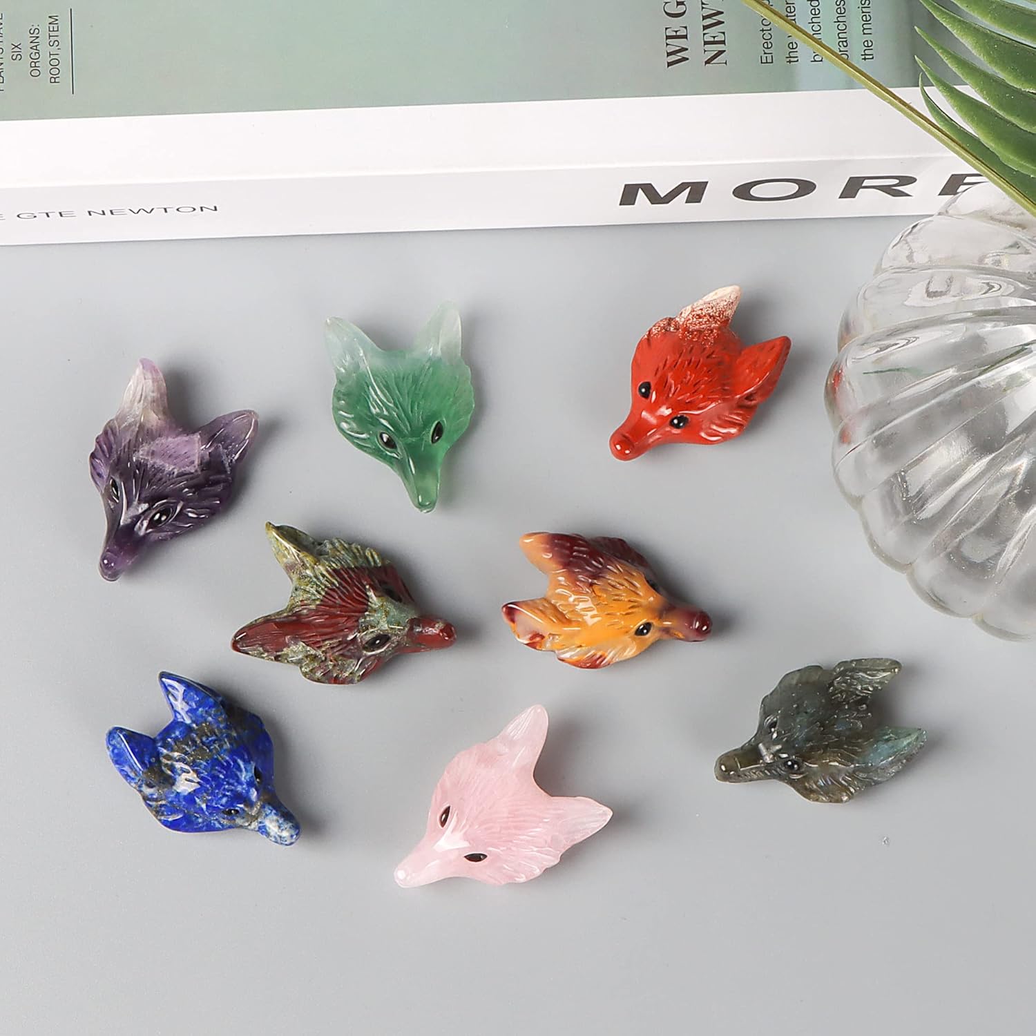 Artistone Amethyst Crystal Fox Pendant 1.6 inch Fox Head Hand-Carved Gemstone Necklace Healing Crystal Statue Animal Collection Figurine with Gift Box - Image 6