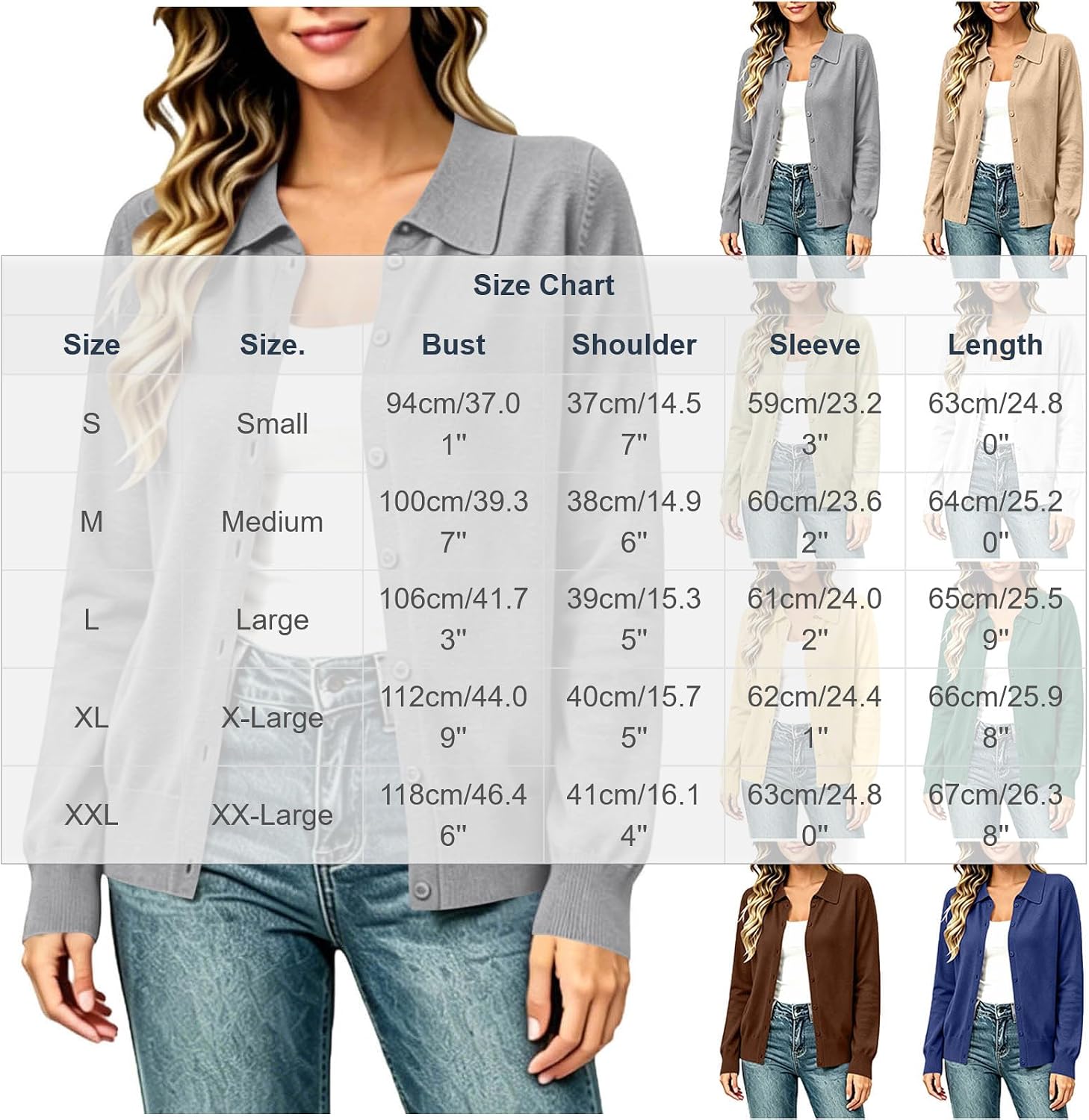 Cardigan Sweaters for Women Lightweight Trendy Long Sleeve Lapel Collar Button Down Knit Tops Spring Fall Clothing
