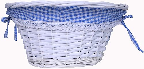 Miniatura 2 de Oypeip - Cesta de Pascua de regalo, cesta de almacenamiento ovalada de mimbre redonda con un asa desplegable, cestas de Pascua para niños, tela de