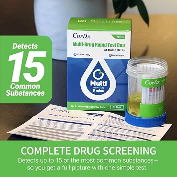 CorDx 15 Panel Screening Cup Kit, Multi-Panel Screening Solution for Home Use, All-in-One Cup, Fast Read Time