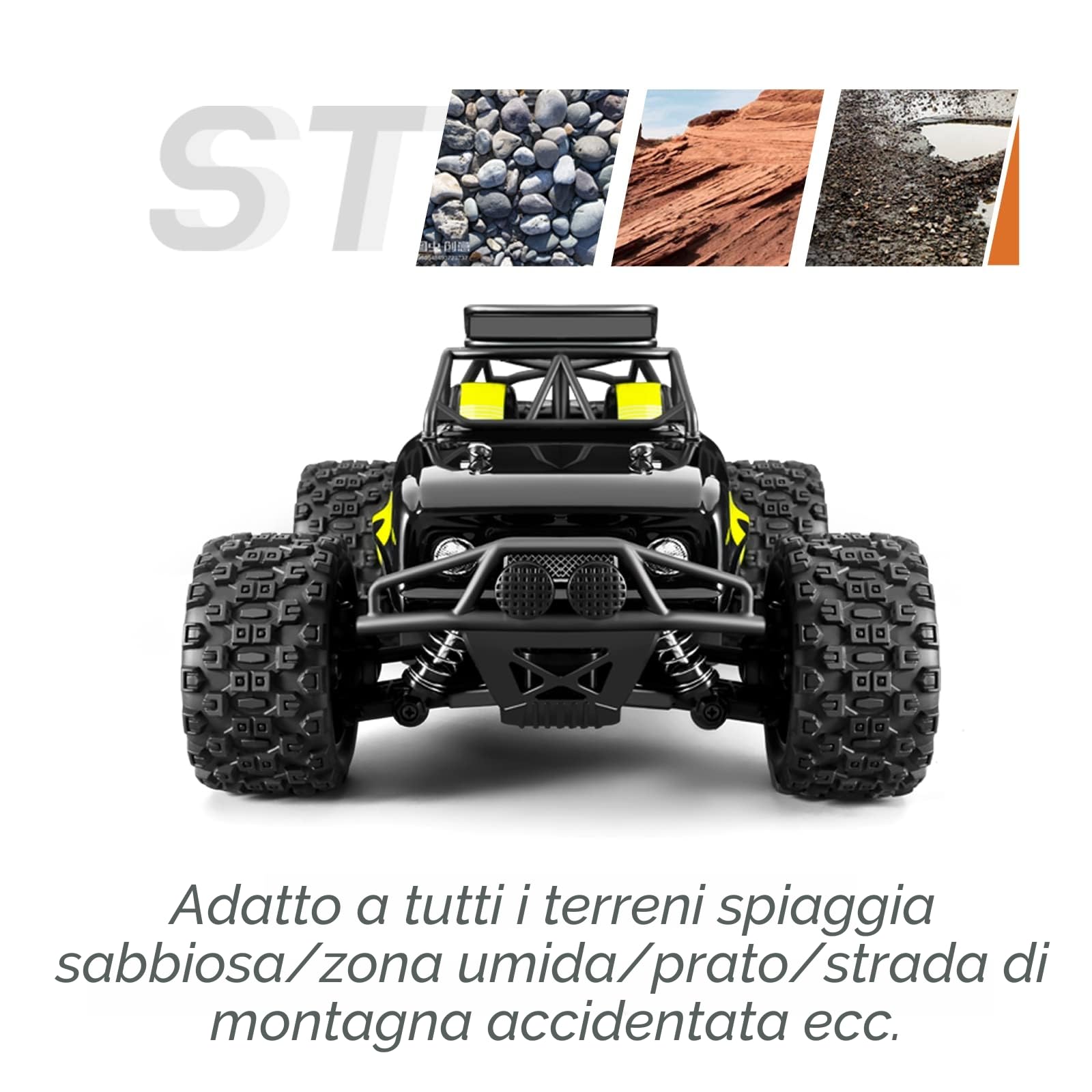 Macchina Telecomandata, Alta velocità Auto RC 40 km/h, scala 1/18 4WD Fuoristrada con 2 batterie ricaricabili 60 Min+ Giocare Tempo, 2.4GHz RC Camion Cars