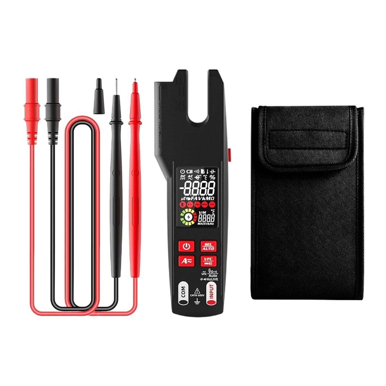 Cyfrowy Miernik Cęgowy Widelec DC/AC 600A Profesjonalne Szczypce Amperomierze T-RMS Prąd OpenJaw Tester Elektryczny Auto Multimetr Szybko Dokładnie Łatwy Odczyt(U6-USB Charging)