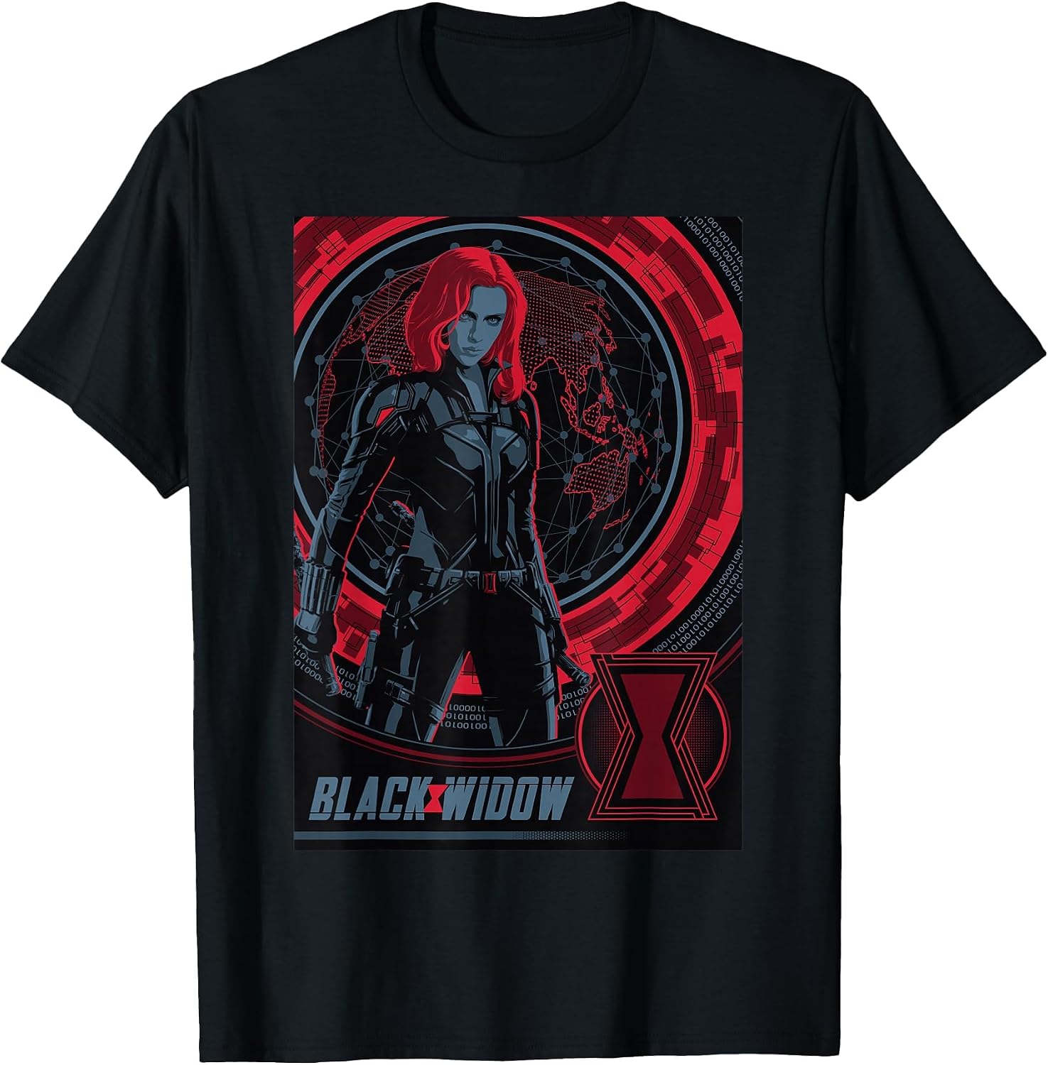 Marvel Black Widow Globe Portrait Poster T-Shirt