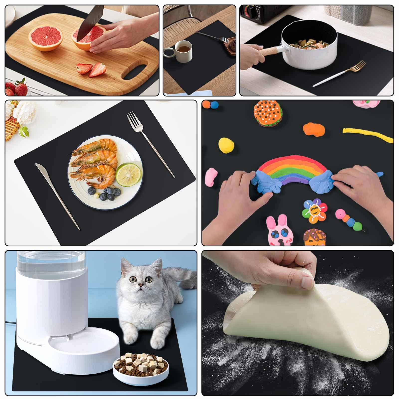 KERYCHIN Set di Tovagliette in Silicone e Rotonde, con Motivo a Foglie, Resistenti al Calore 230°C, Antiscivolo, Lavabili, per Cucina, Casa
