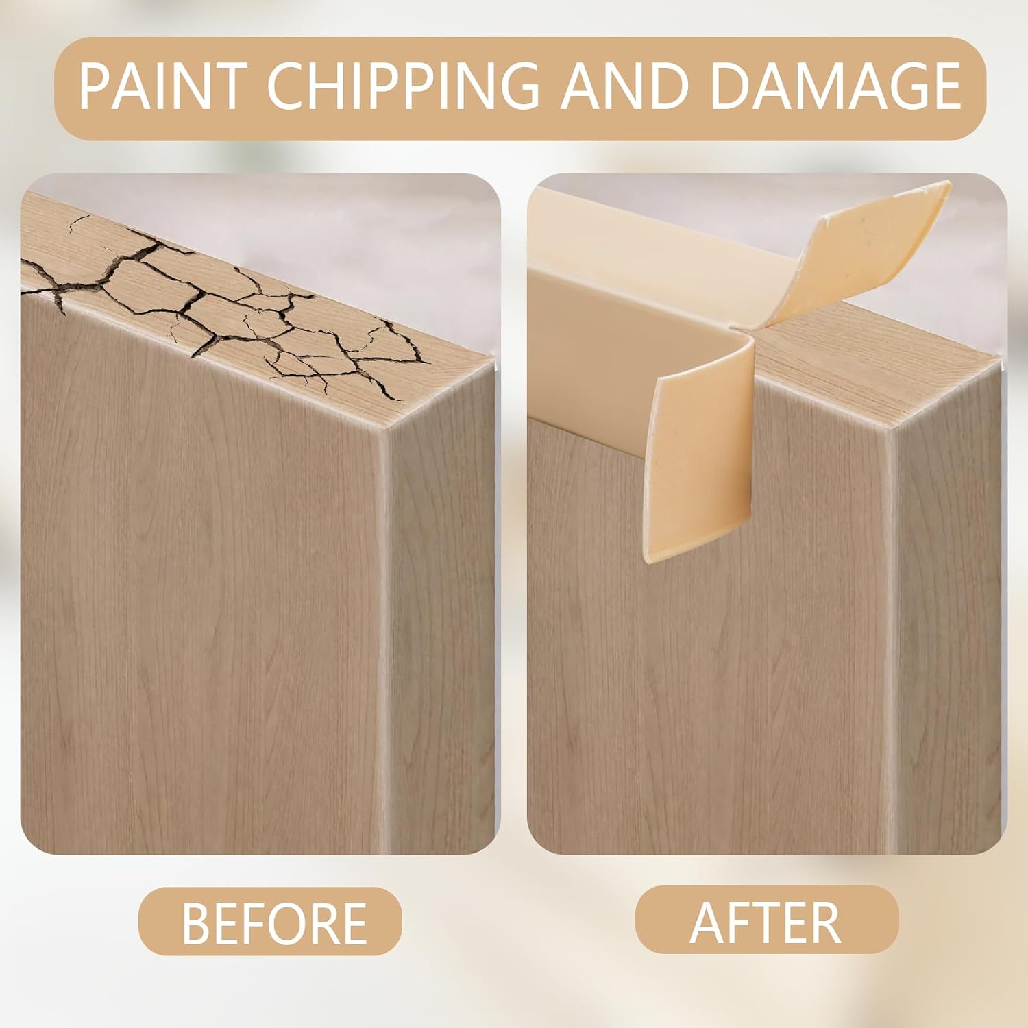 2 Rolls PVC Soft Cabinet Edge Protector for Kitchen Cabinets,21ft Waterproof Self-Adhesive Cabinet Protector Tape for Edge Protector Beige