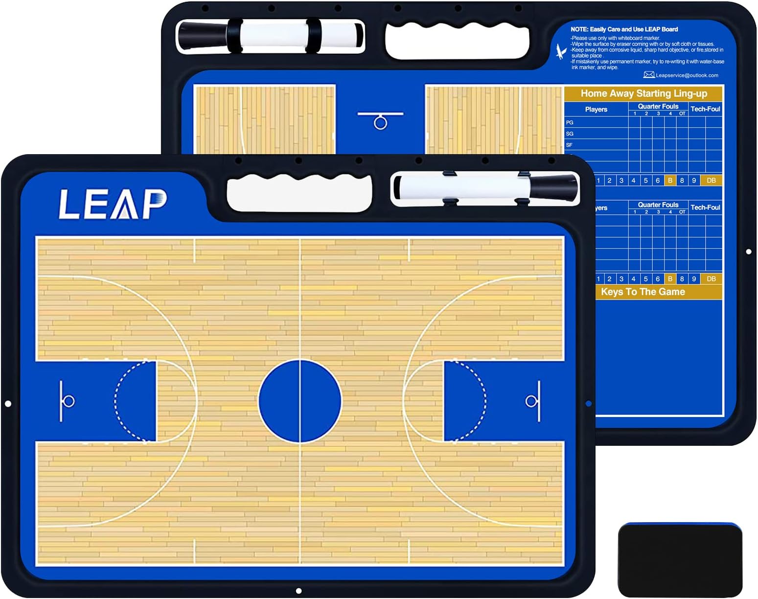 Coach Board Premium Tactical Clipboard Two Sides with Full & Half Court Dry Erase Marker Board for Basketball, Baseball, Soccer, Football, Hockey