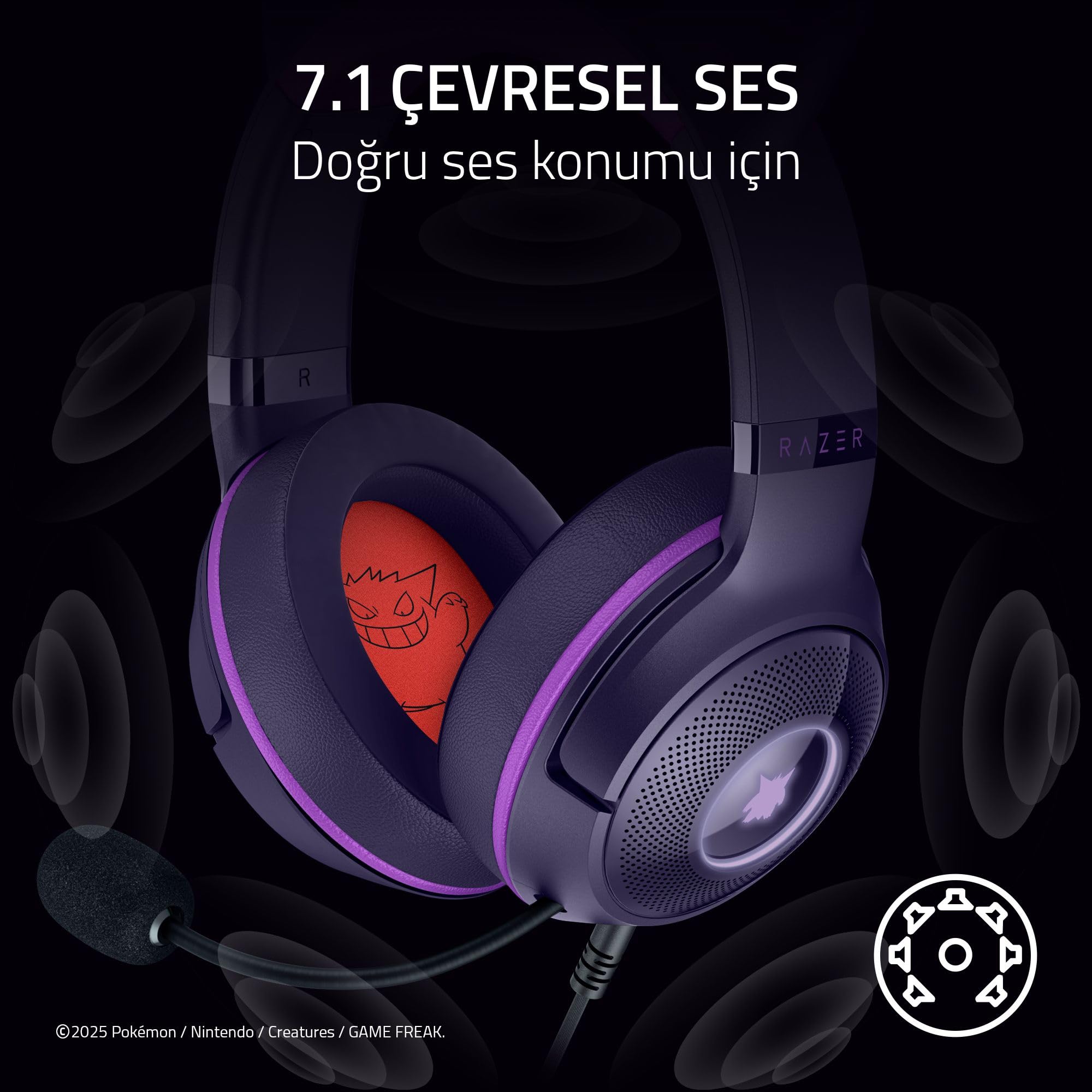 Razer Kraken Kitty V2 - Pokémon Gengar Edition - USB Kulaklık