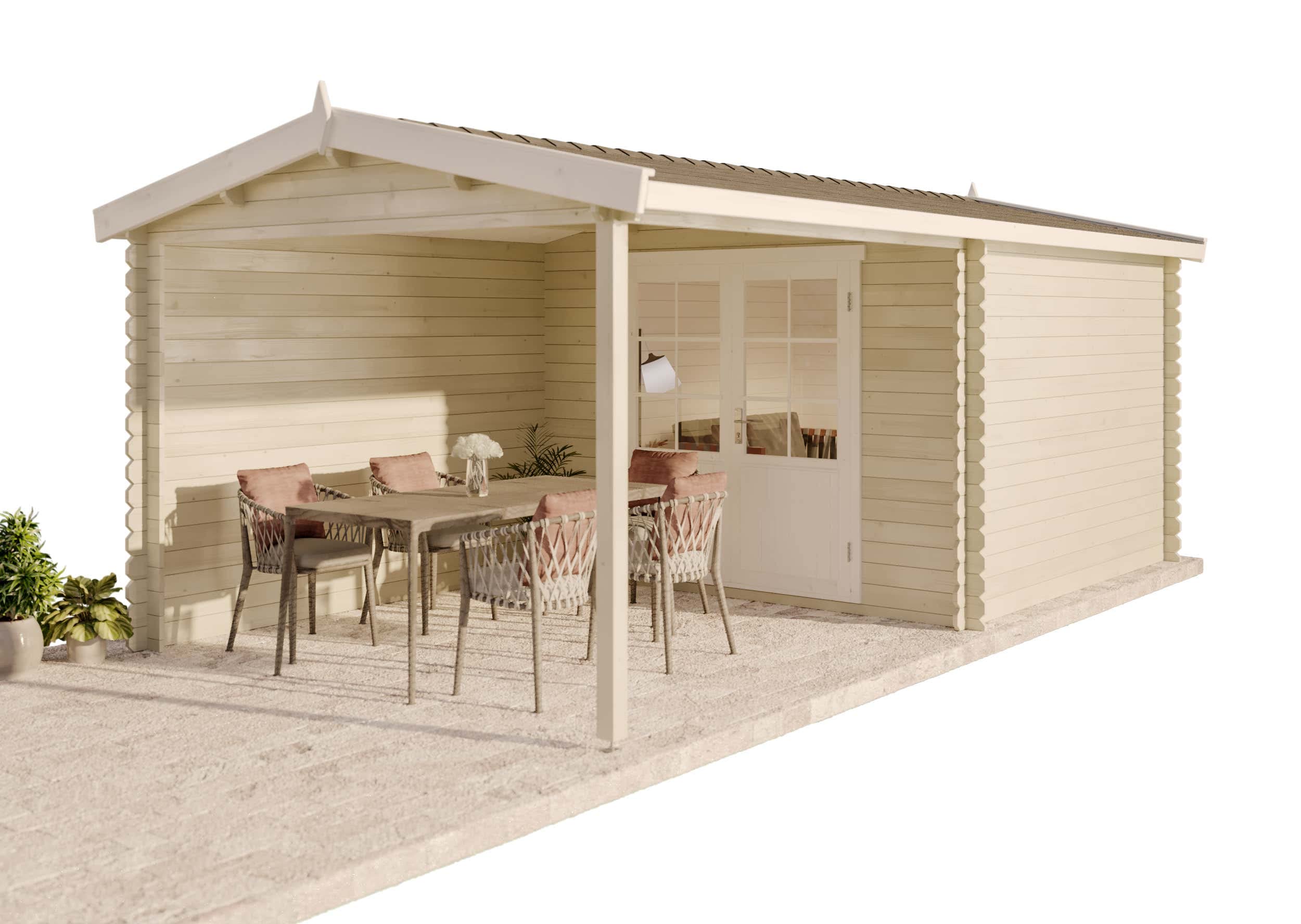 Alpholz Gartenhaus Ruben-28 aus Massiv-Holz | Gerätehaus mit 28 mm Wandstärke | Garten Holzhaus inklusive Montagematerial | Geräteschuppen Größe: 596 x 310 cm | Satteldach