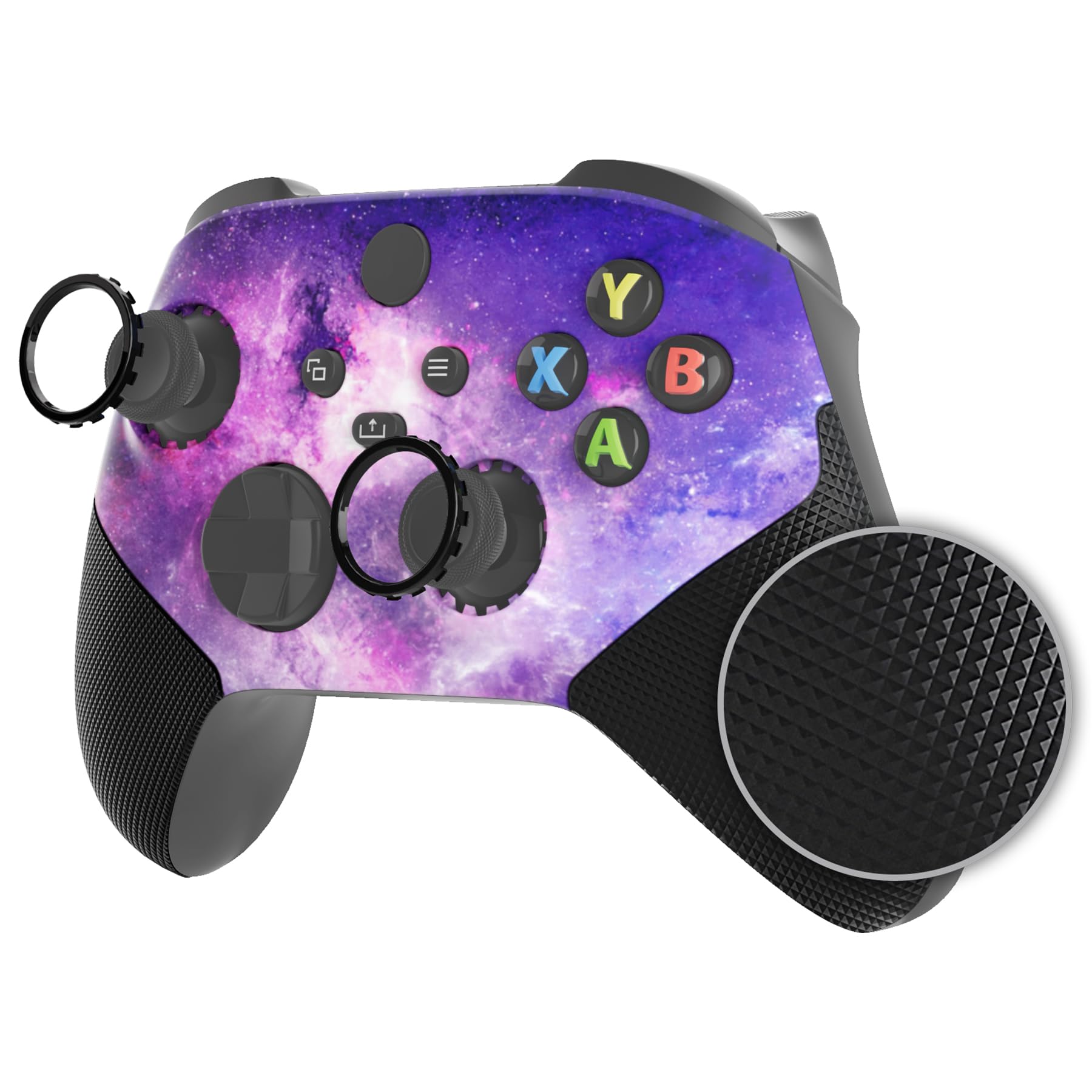 eXtremeRate Cover Custodia Grip Gomma per Xbox Series X Controller con Anelli,ASR Versione Scocca Copertura Ricambio per Xbox Series S Controller Model 1914-Galassia Nebulosa