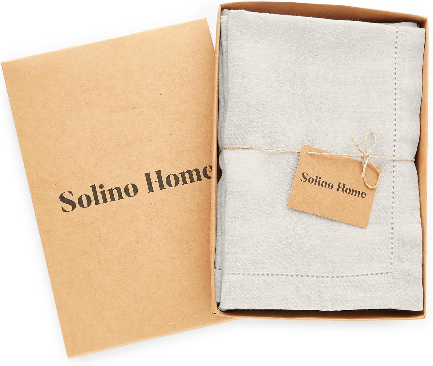 Solino Home Linen Cloth Napkins Set of 4-100% Pure Linen Light Flax Dinner Napkins 22 x 22 Inch for Spring, Summer, Mothers Day - Sonoma Hemstitch, Handcrafted and Machine Washable