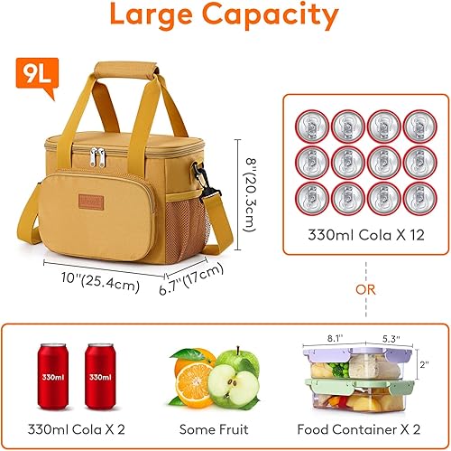 Miniatura 200 de Lifewit Bolsa de Almuerzo Mediana Aislada Caja de Almuerzo Hielera Suave Bolsa Refrigerante para Adultos Hombres Mujeres, Gris 12 Latas (9L)