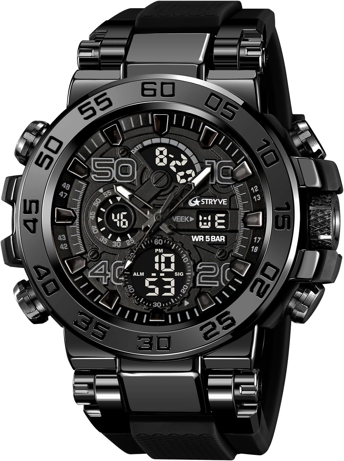 Men's Watches Sports Military Watches Waterproof Color Designer Large Face Digital Analog Tactical Outdoor Men's Wristwatches-Chronograph Dual Time LED Alarm Stopwatch