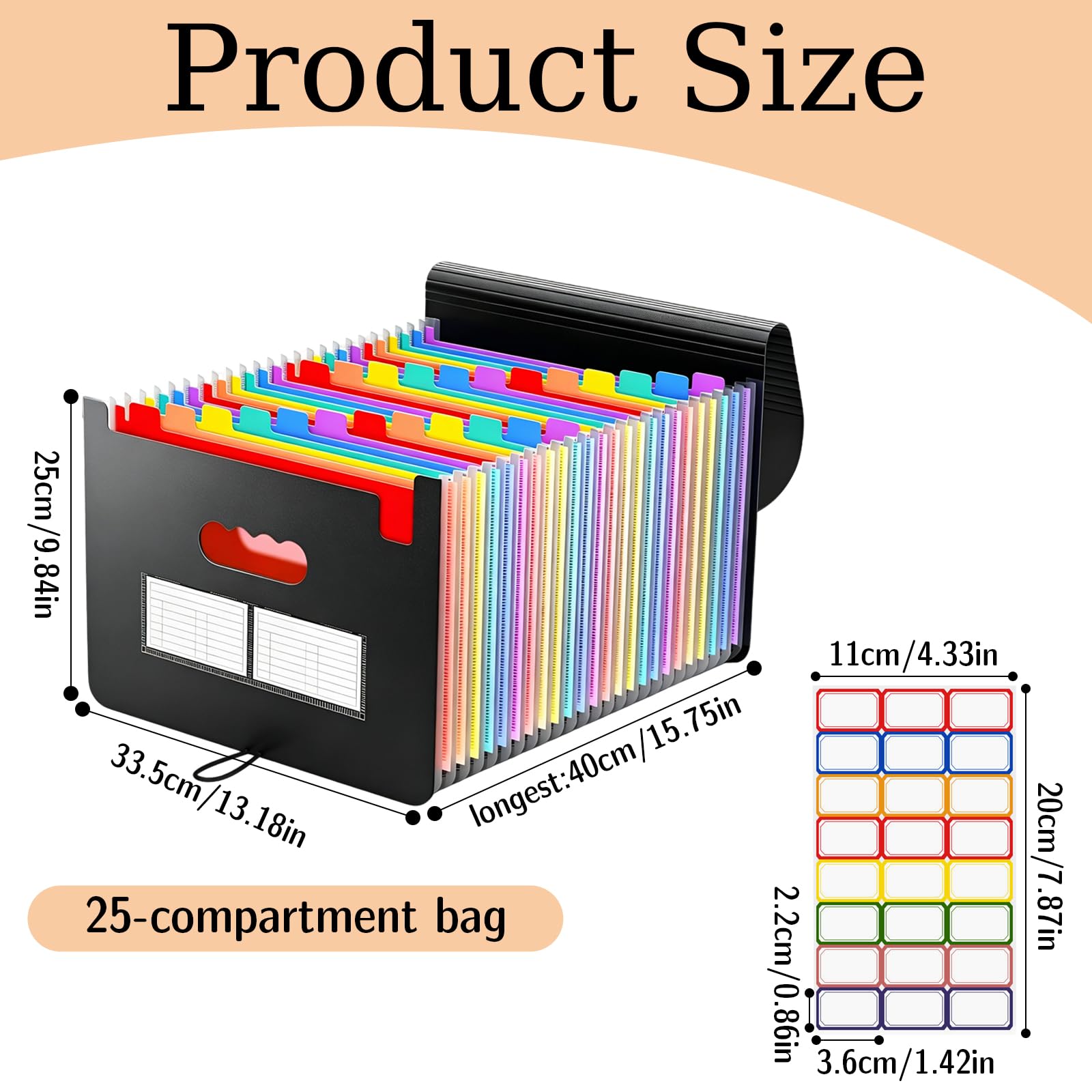 Folder do segregatorów A4 33 × 24 × 24 cm segregator 25 przegródek na dokumenty segregator projekt zatrzaskowy sorter do szkół biur i domu